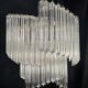 Chandelier with Murano glass quadrilateral prisms, handmade.