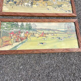 Lot 4 antique prints 1930 art deco signed Harry Eliott hunting scenes