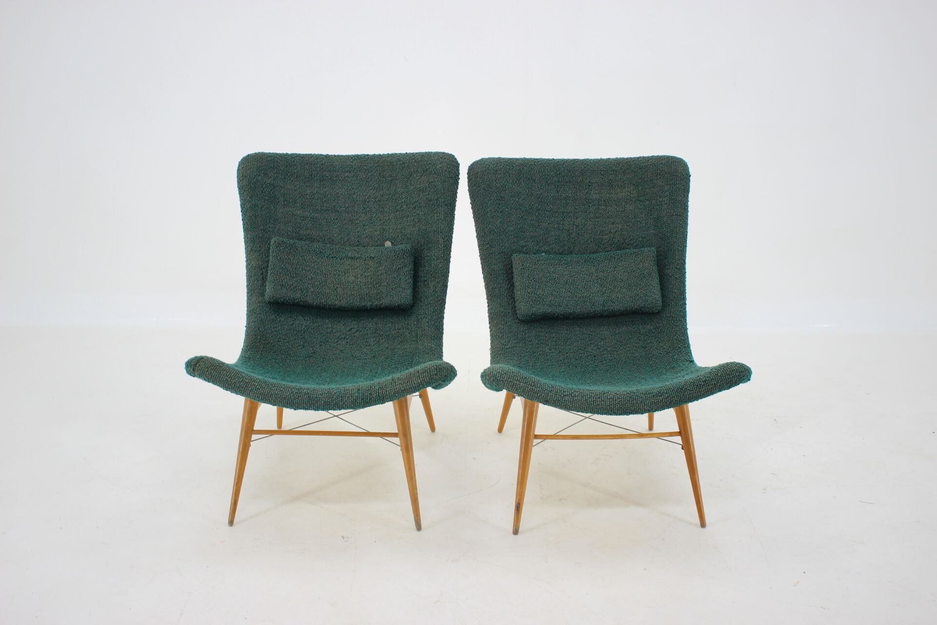 1960s Pair of Miroslav Navratil Shell Lounge Chairs, Czechoslovakia