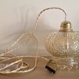 Textured amber pendant or portable lamp with pearl base