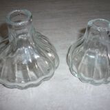Set of 2 transparent blown glass vases