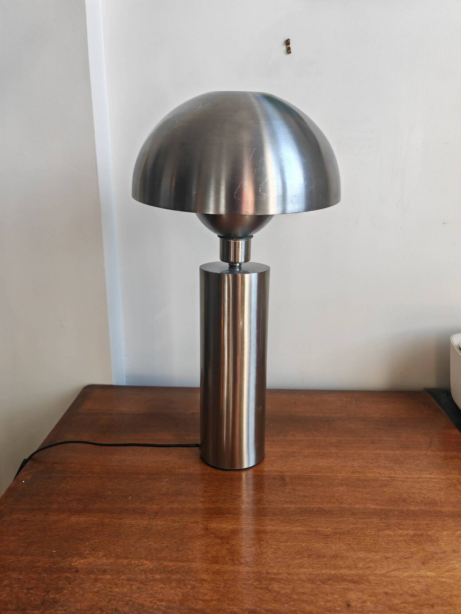 Large brushed metal mushroom lamp - Swedish Design / Upcycling