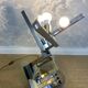 XXL two-tone table lamp in chrome and brass in the style of Willy Rizzo / Romeo Rega.