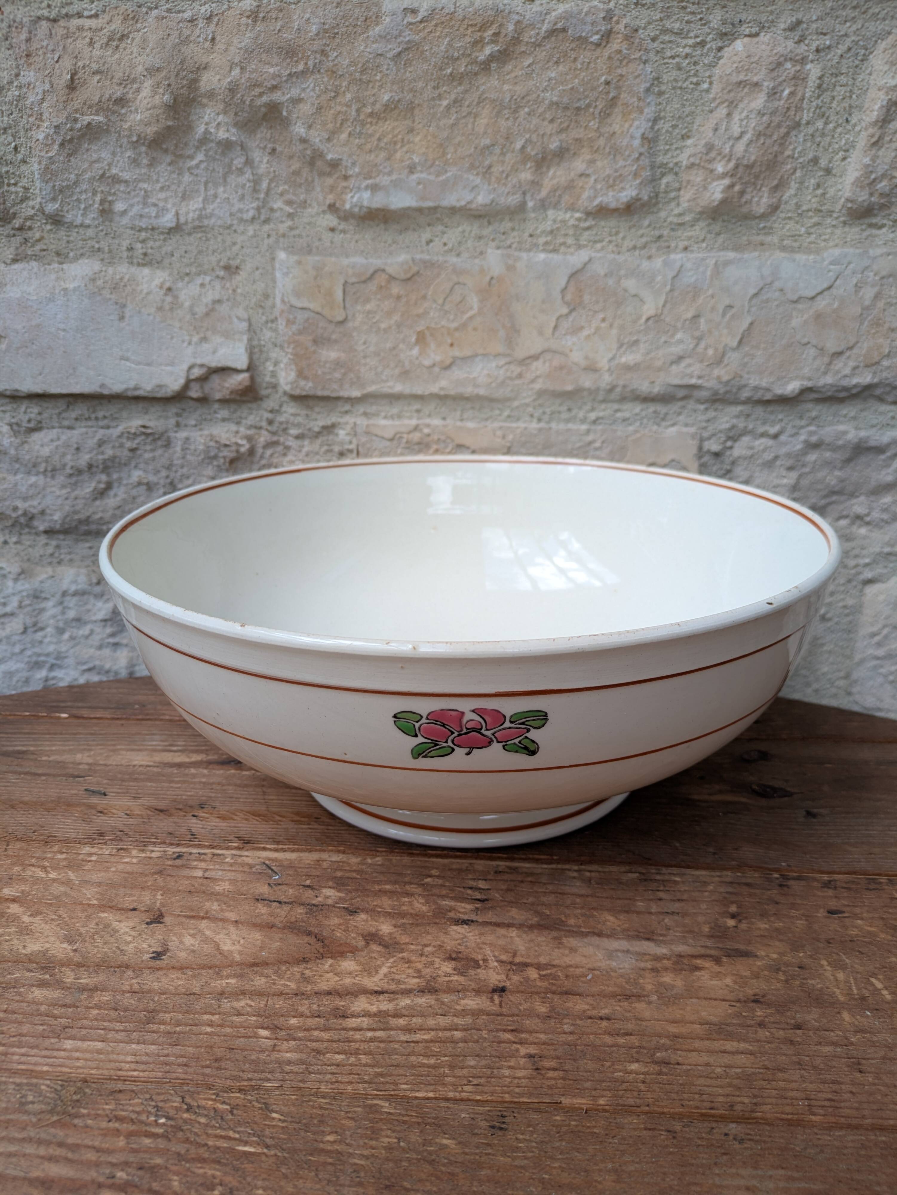 Vintage ironstone salad bowl Salins model Nénuphar 28cm