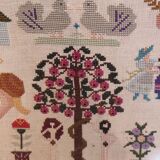 French vintage very large cross stitch sample exercise, 1977