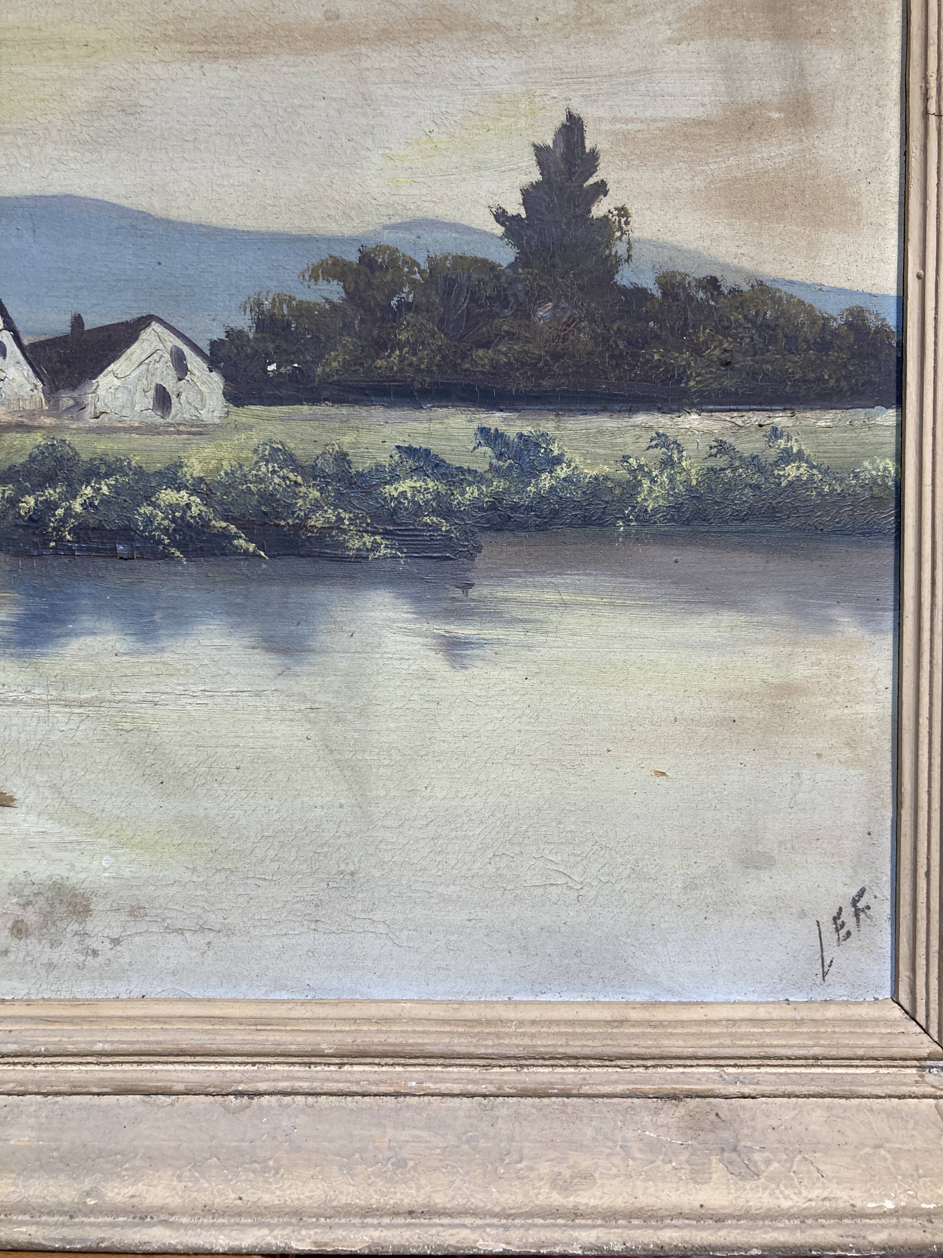 Painting of a landscape signed LEF