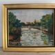 Oil on canvas "Landscape with Bridge" early 20th century