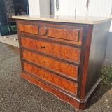 Napoleon III chest of drawers in mahogany and marble slab