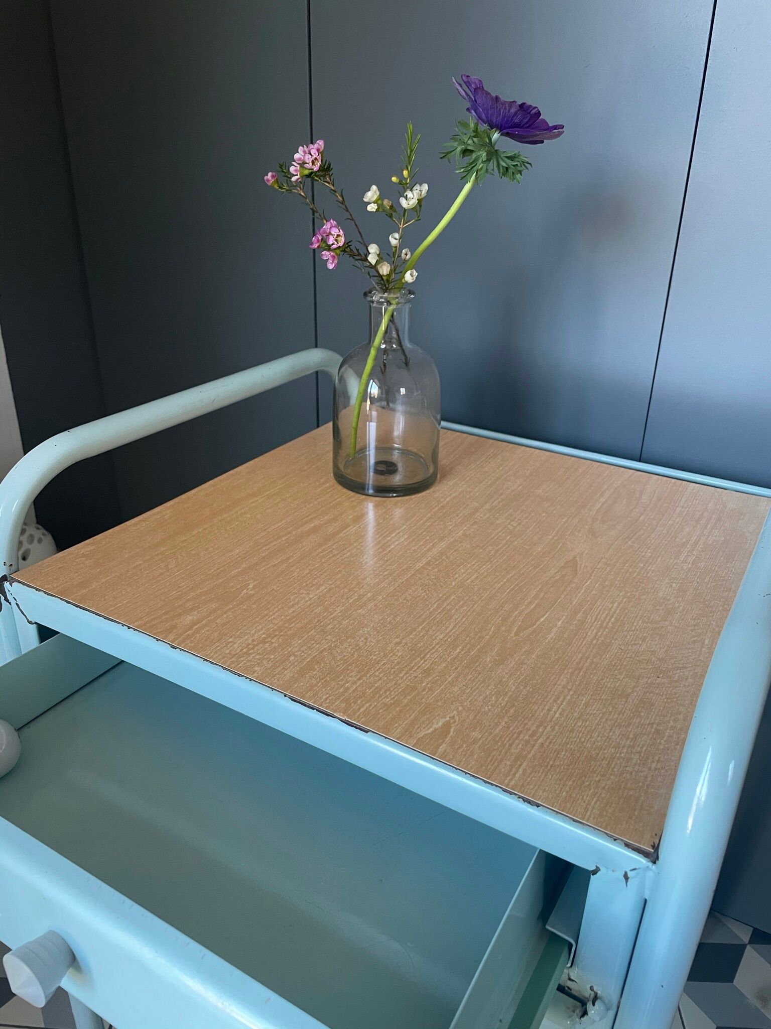 Metal boarding school/convent bedside