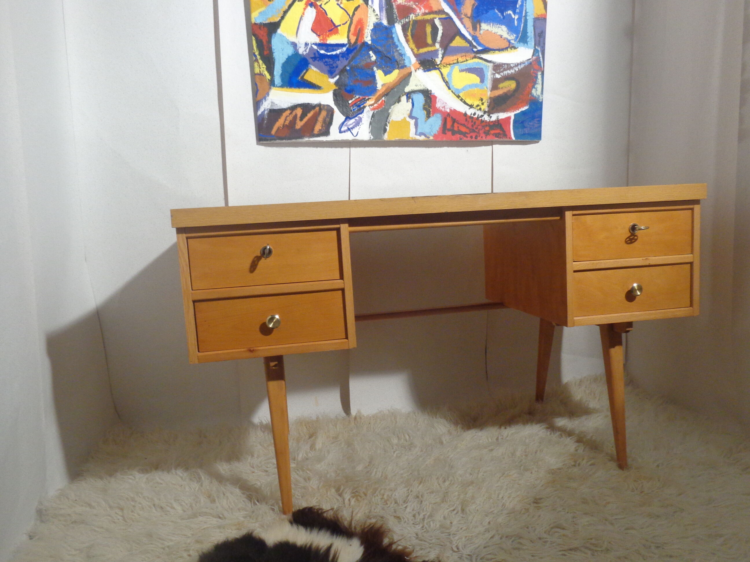 Vintage Ekawerk desk 50s Compass Feet