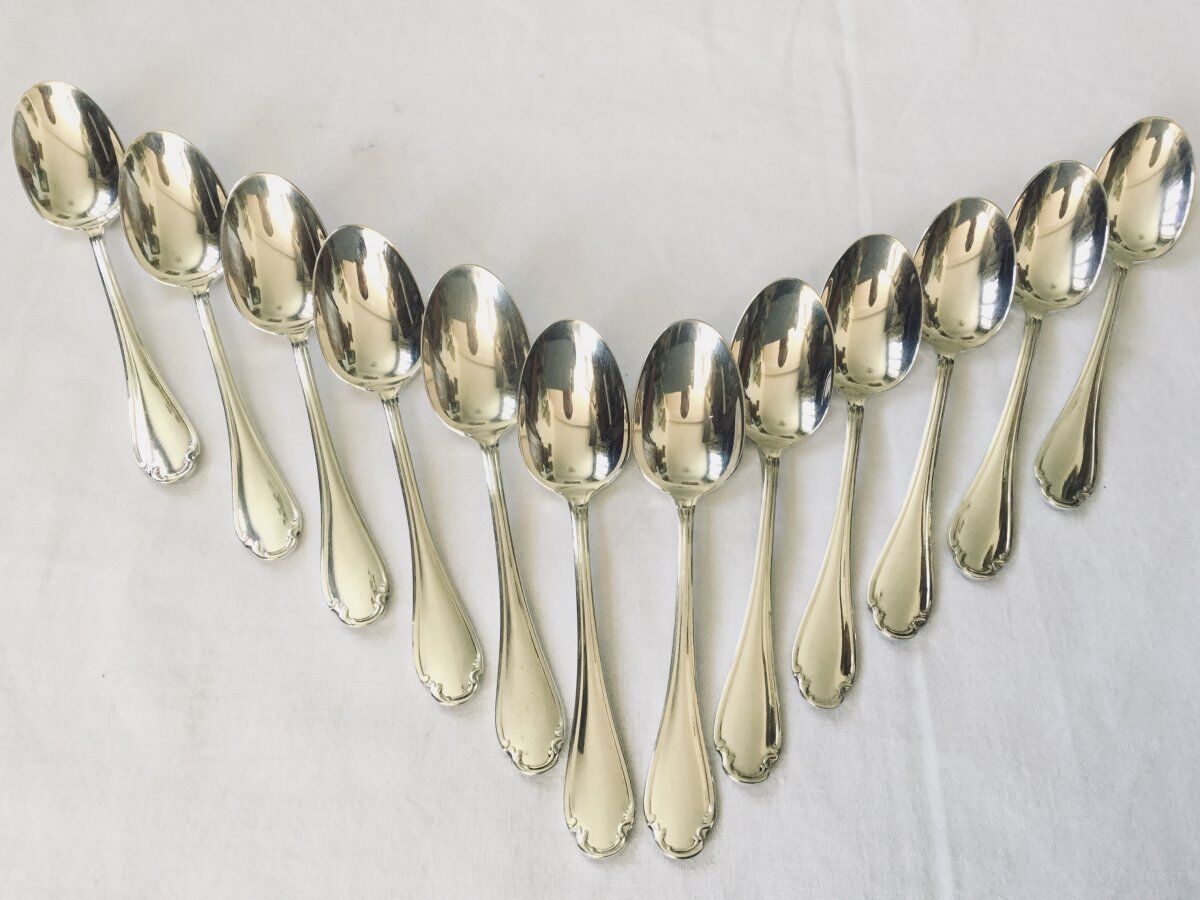 12 moka spoons Christofle alfenide pompadour