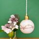 Vintage globe pendant light in white opaline with gold designs
