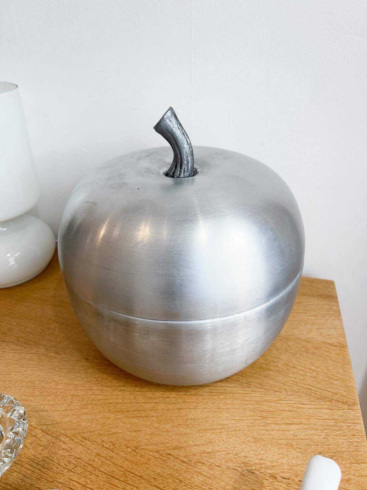 Vintage "apple" ice bucket - brushed metal Italy