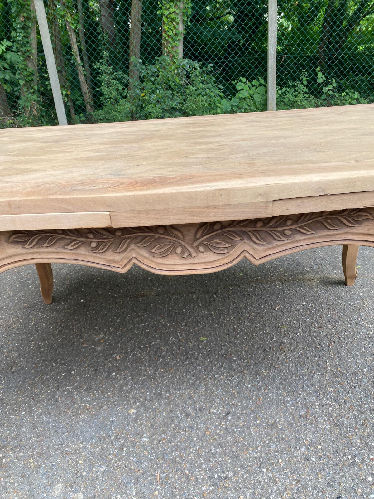 Renovated Louis XV extendable dining table walnut 265cm