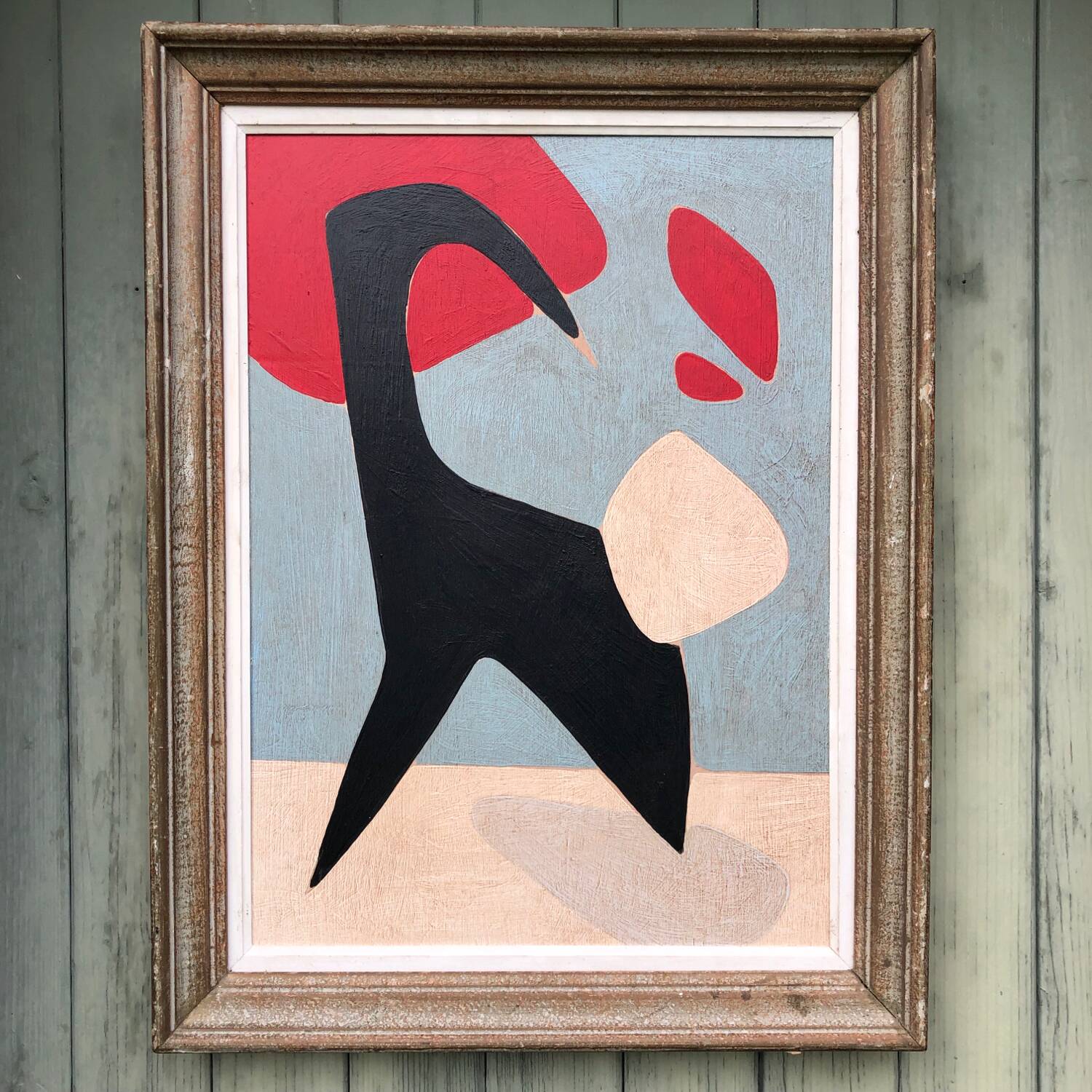 Abstract painting on wood panel