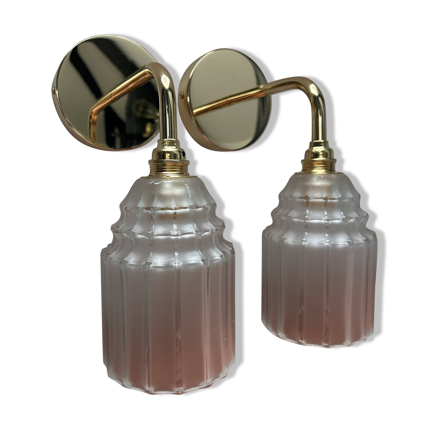 Duo of Art Deco tulip wall lights