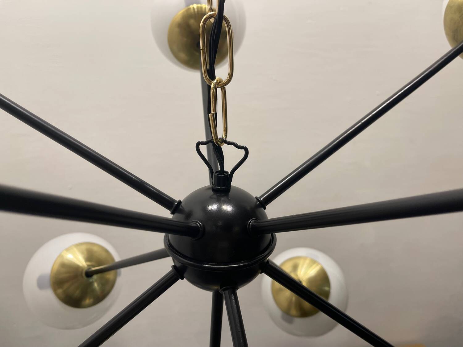 Lustre Spoutnik en Laiton Noir 10 Lumières Années 1990