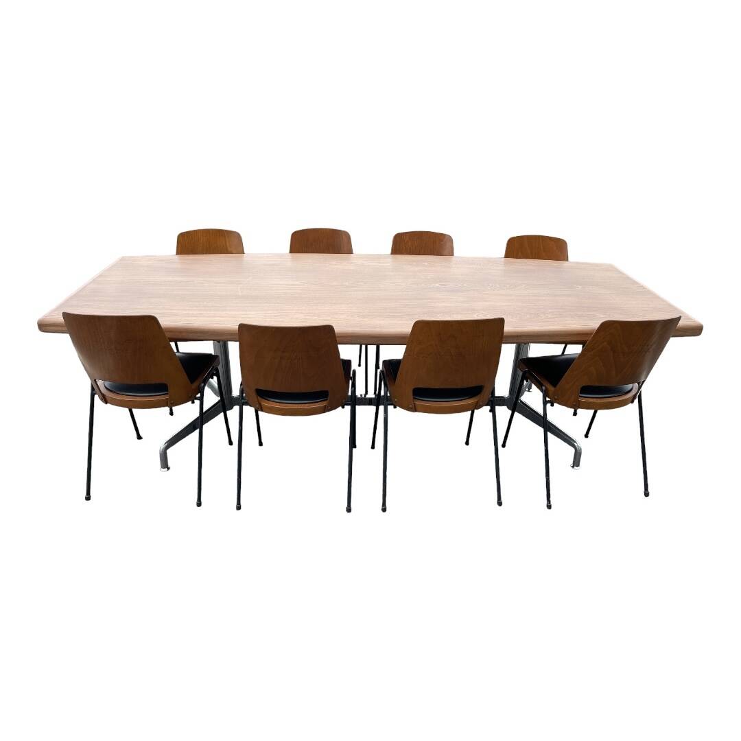 Table à manger ou de conference Mobilier International en palissandre et aluminium de Giancarlo PIRETTI - 1970’ pour 10 personnes
