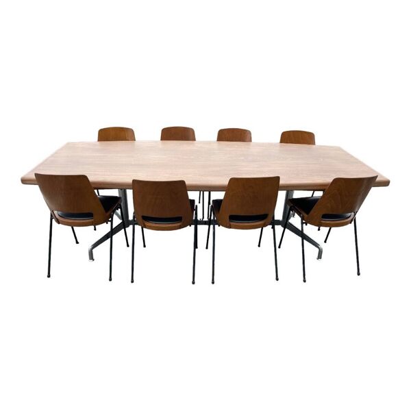 Table à manger ou de conference Mobilier International en palissandre et aluminium de Giancarlo PIRETTI - 1970’ pour 10 personnes