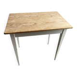 Ancienne table bois patiné blanche
