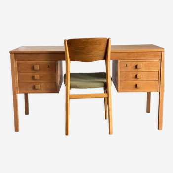 Mid Century Danish Teak Desk and Chair by Domino Mobler