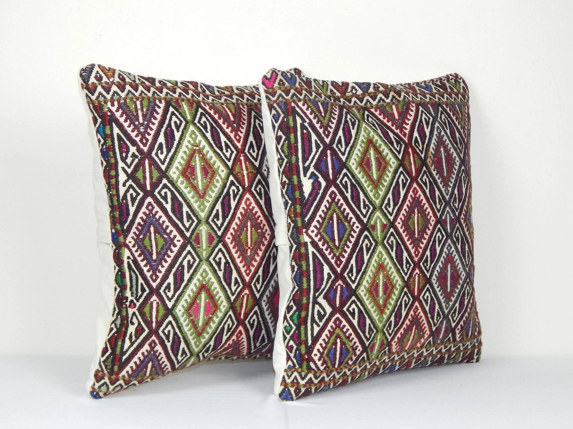 Set of 2 vintage kilim cushion covers 41x41 cm