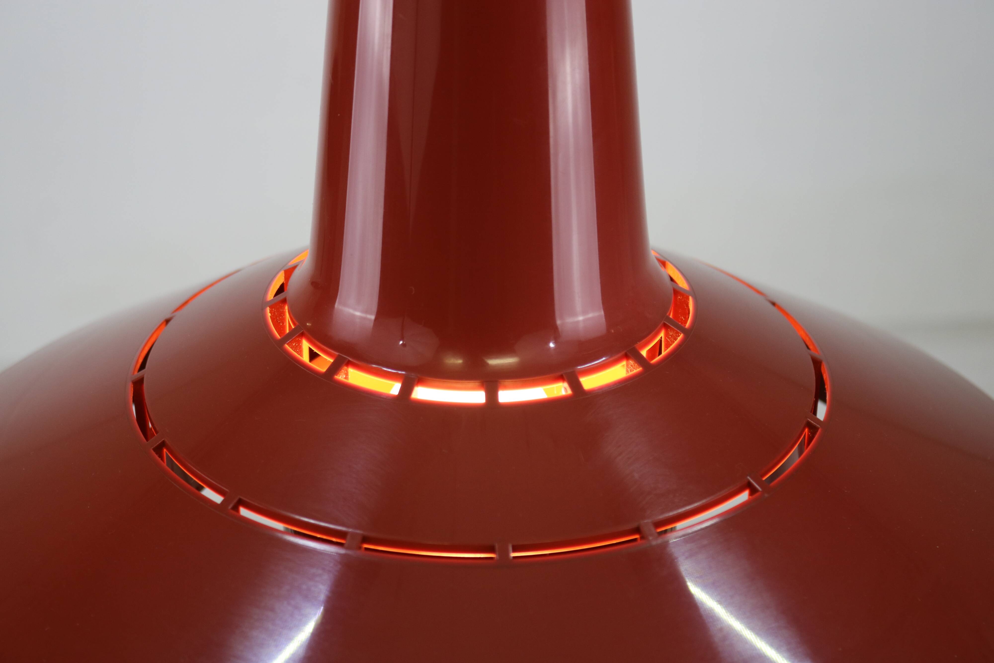 Dark red space age ceiling lamps by Bent Karlby for A. Schroder Kemi  -70's