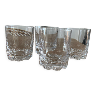 Lot 4 verres whisky en cristal sèvres france diamètre 8 cm hauteur 9 cm