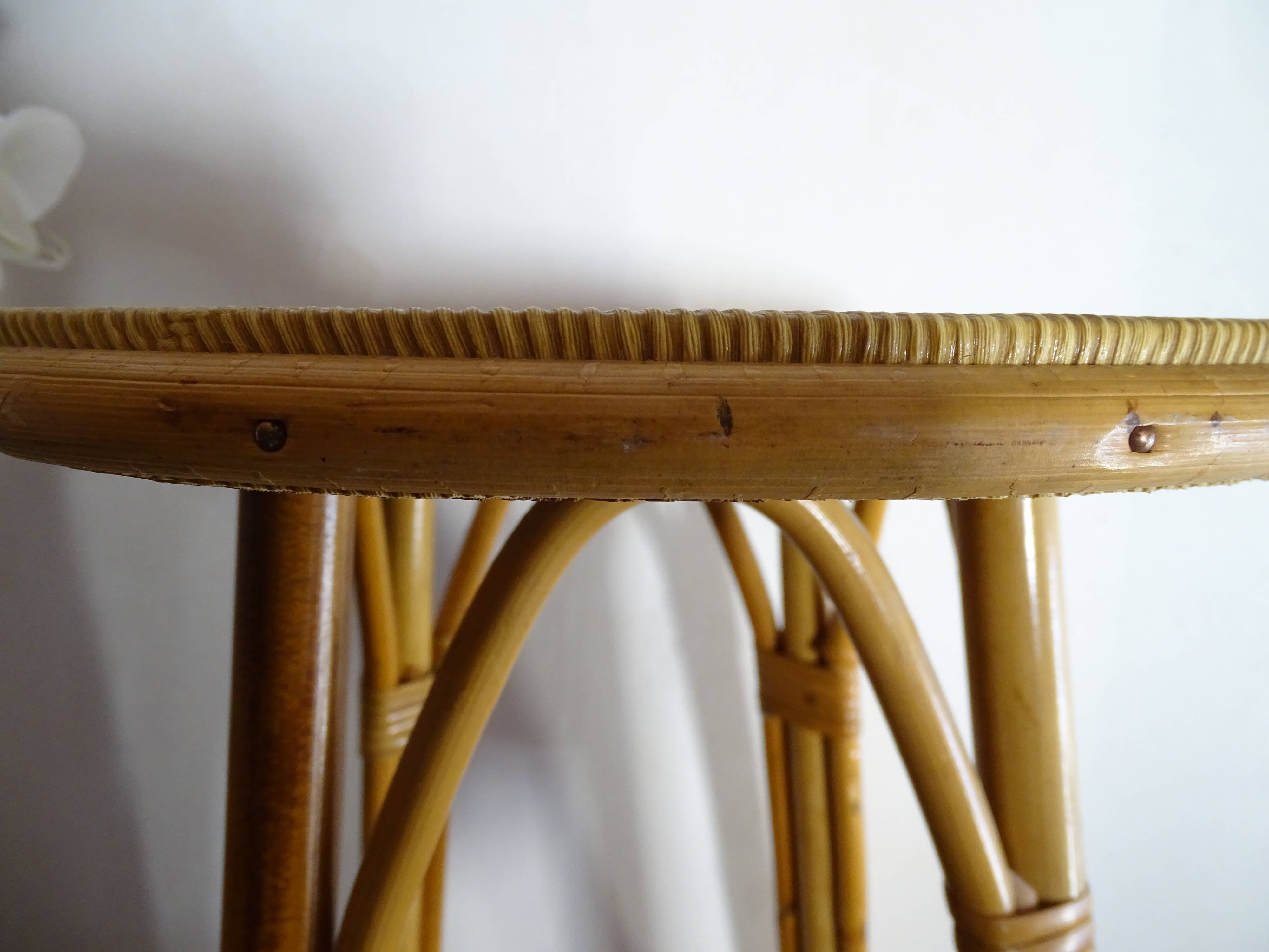 Vintage rattan stool 60's 70's