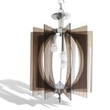 Lampe suspendue à 3 lumières en acrylique portugaise du milieu du siècle
