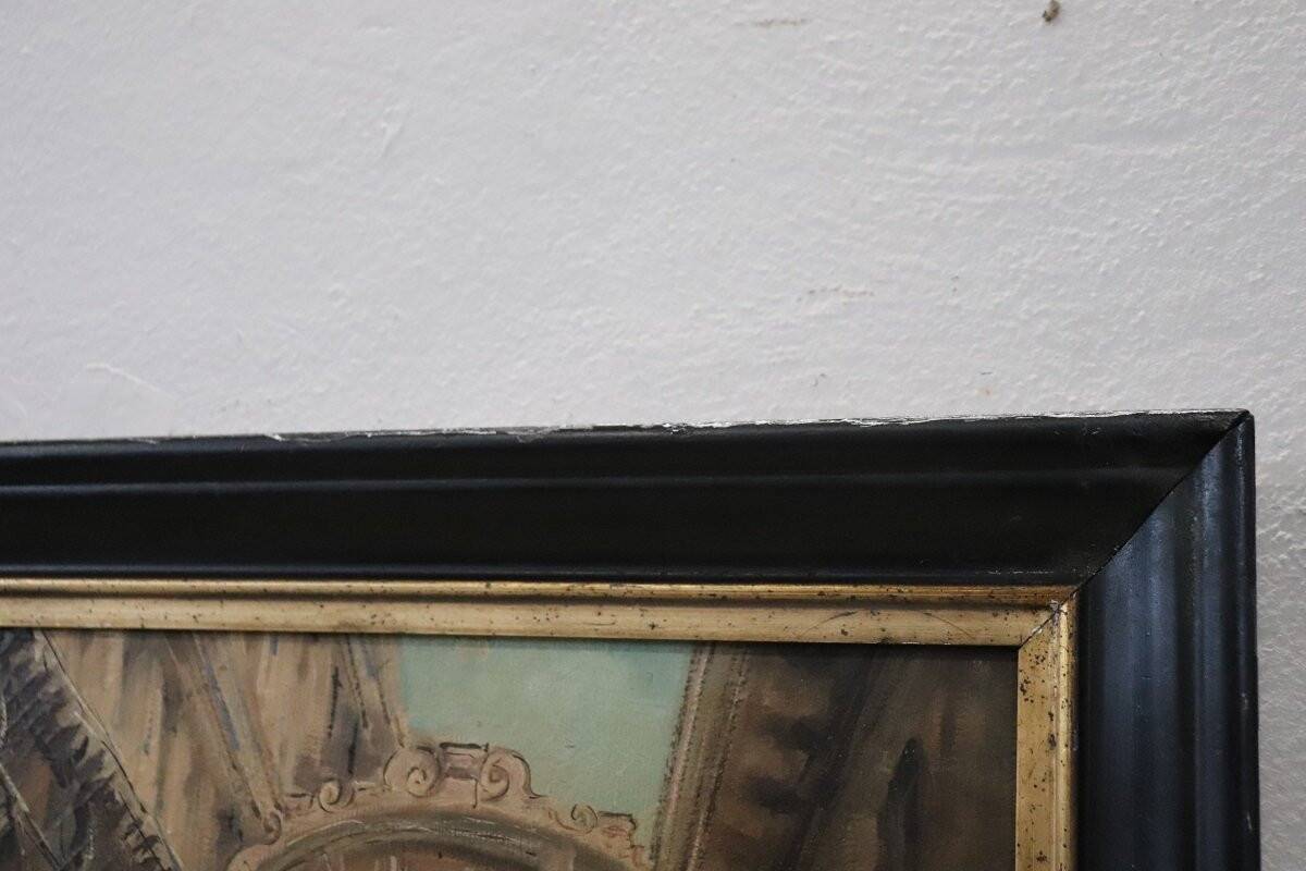 Venise Le Pont des Soupirs, Peinture à l'huile sur toile, Italie 20e siècle, Signé C. Rizzi