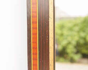 Vintage mirror with wooden frame, painted veneer, imitation marquetry 72x102cm