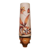 Lampe vintage en grès vernissé avec abat-jour peint à la main