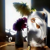 Italian vase signed white and gold