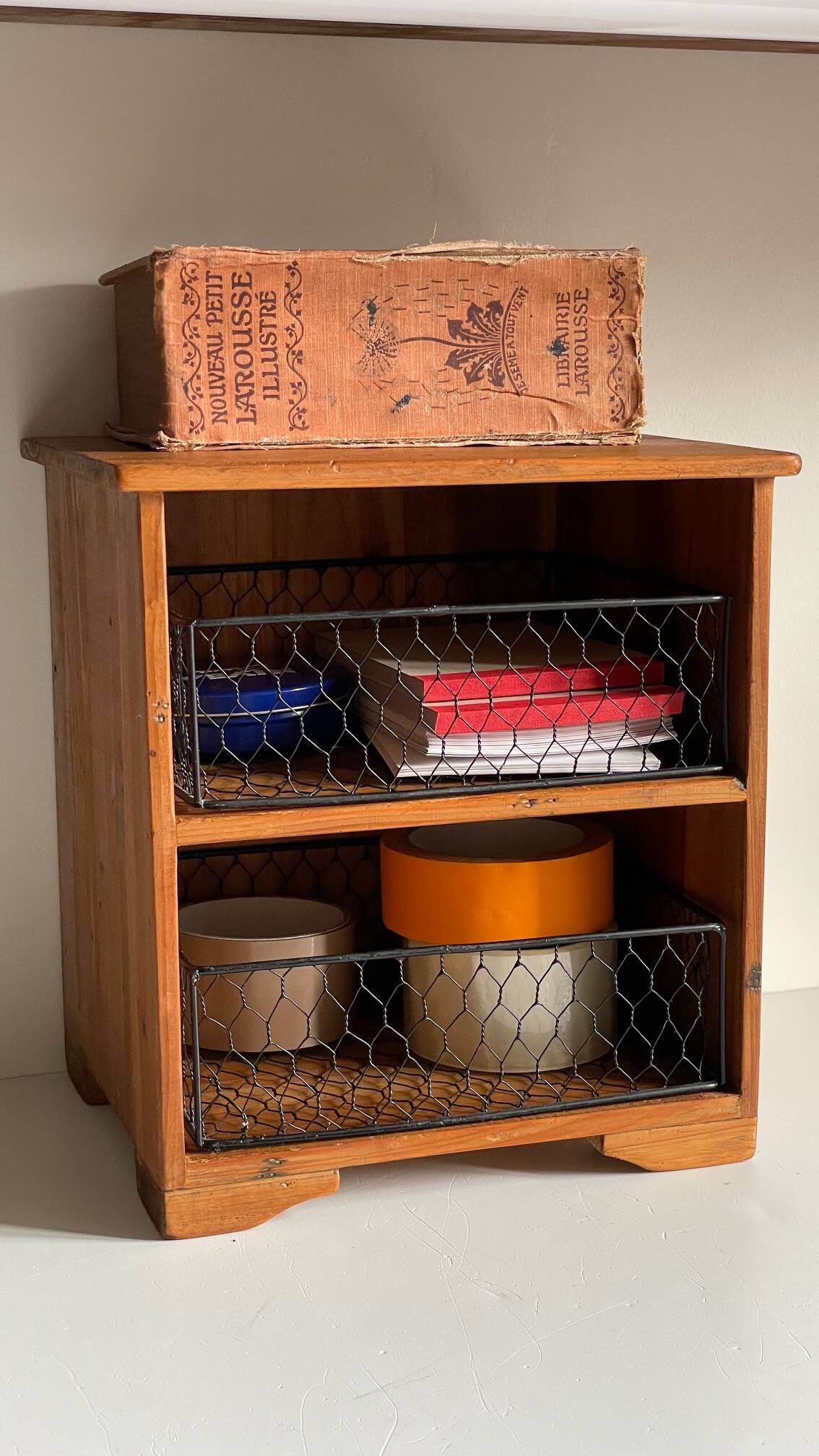 Wooden and metal drawer box from the 80s