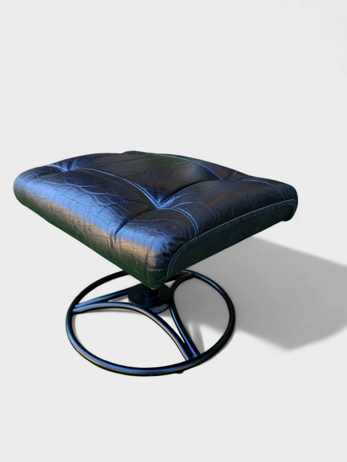 Vintage IKEA Leather Footstool – Circa 1970