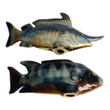 2 fish in glazed ceramic vintage
