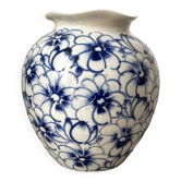 White and blue ceramic vase