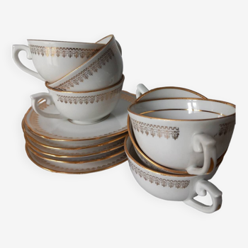 Tasses et sous tasses porcelaine de Chauvigny