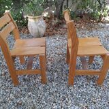 Set of two regain wooden chairs by roland haeuster, for les arcs selection charlottes perriand