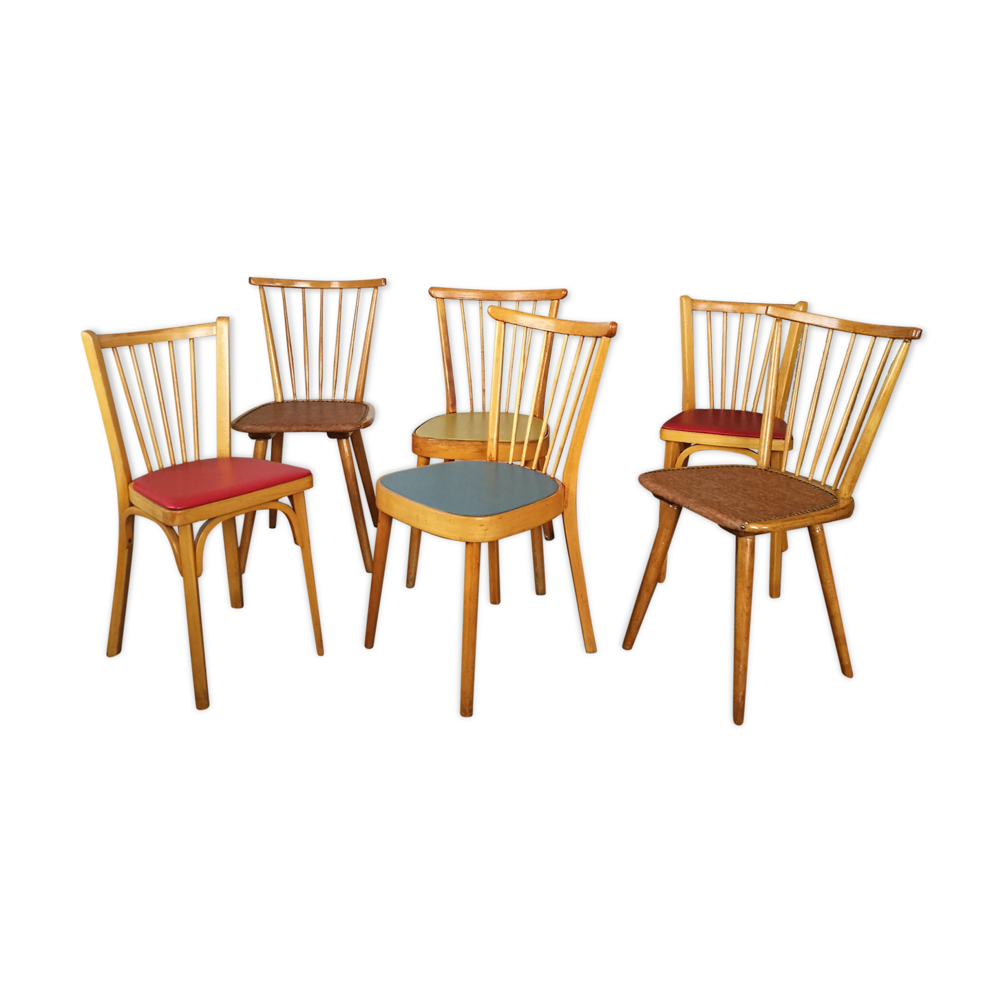 Set of 6 vintage chairs with mismatched bars
