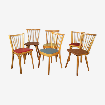 Set de 6 chaises vintages à barreaux dépareillées