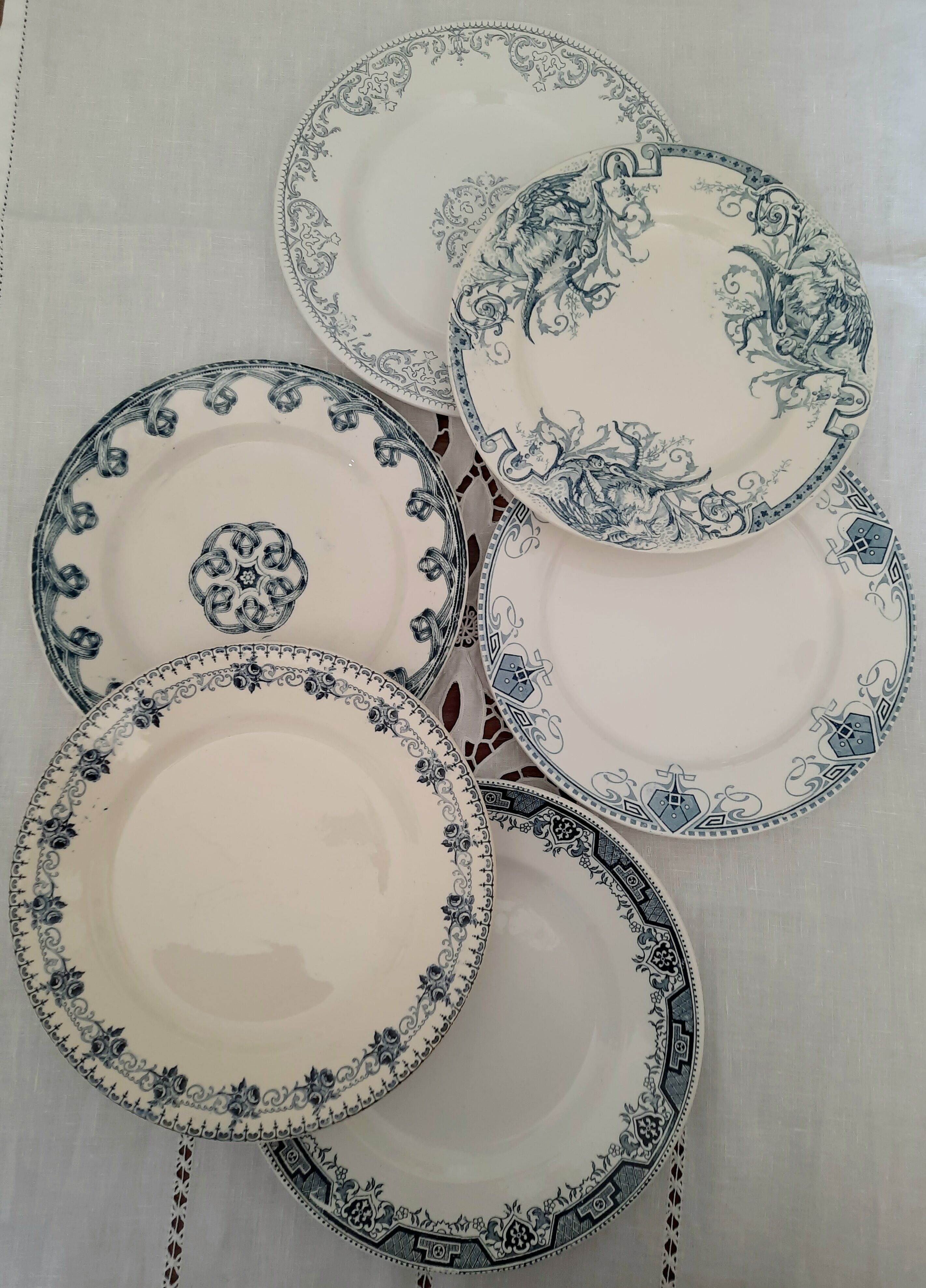 Old plates mismatched iron earth