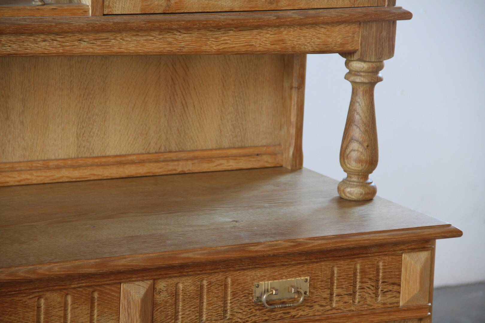 Vintage 1970 Danish Brutalist Light Oak Dining Cabinet, Henning Kjærnulf style