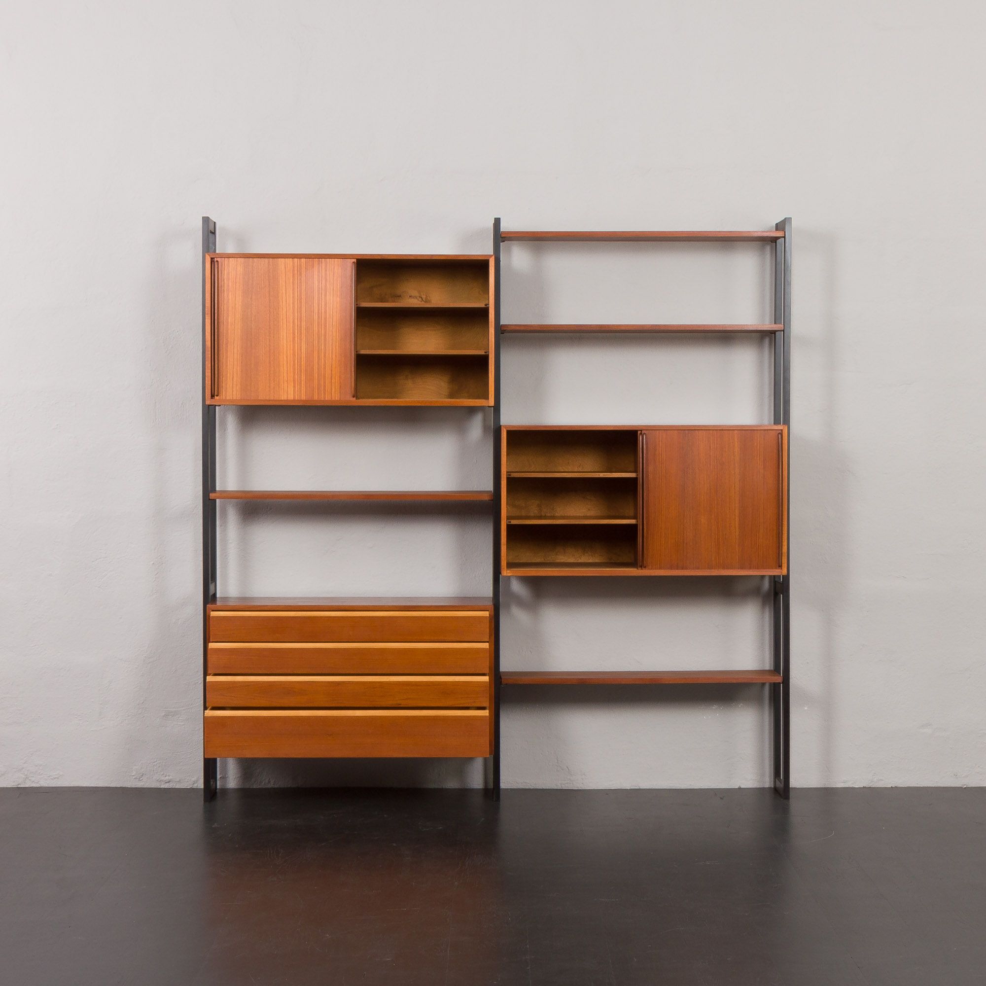 Scandinavian freestanding teak shelving unit by Ollie Borg for Asko Finland, Denmark, 1960s