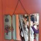 Solid brass triptych barber mirror