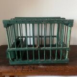 cage à oiseaux ancienne en bois et peinte en vert