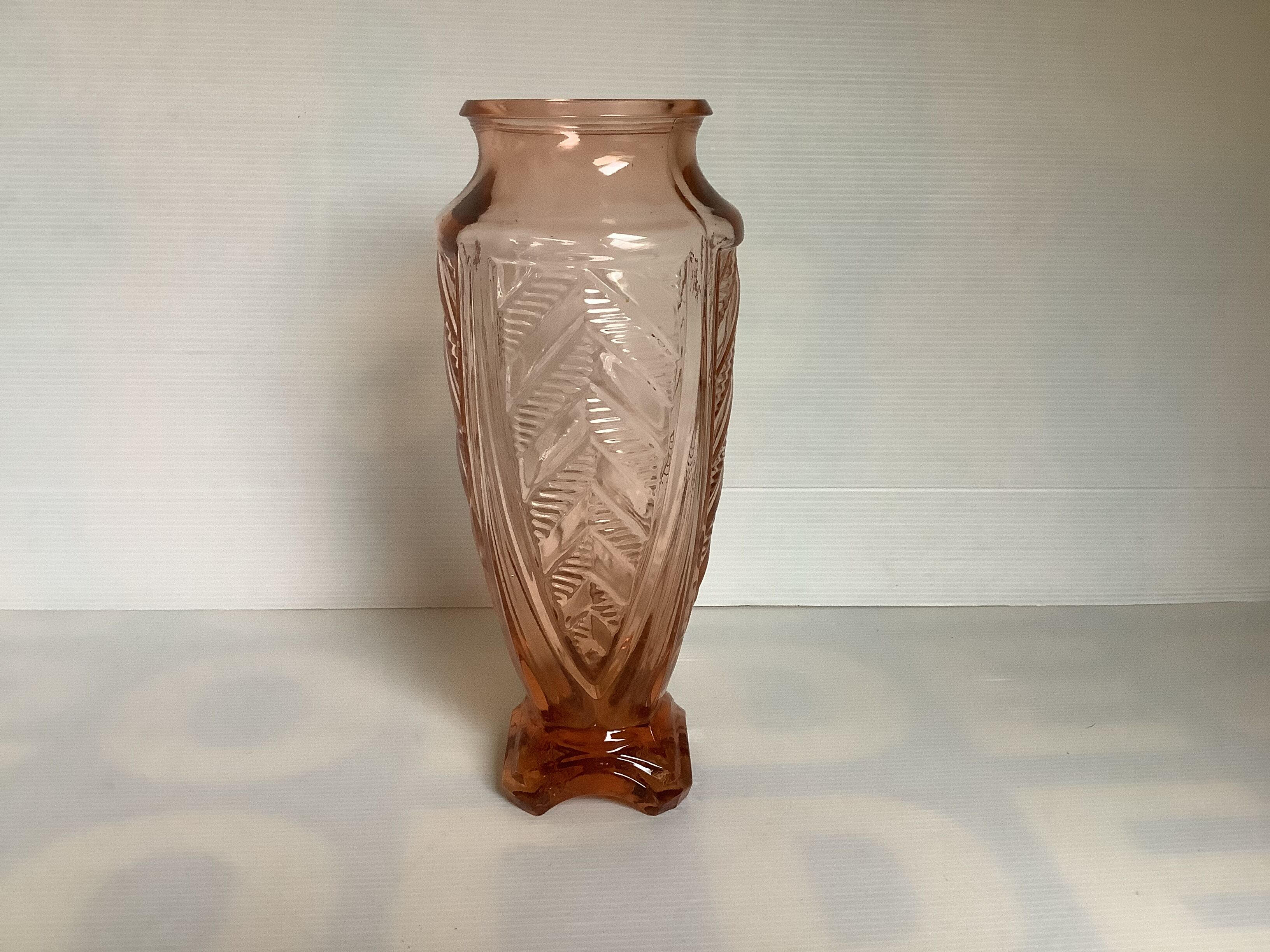 Art deco pink glass vase