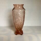Art deco pink glass vase