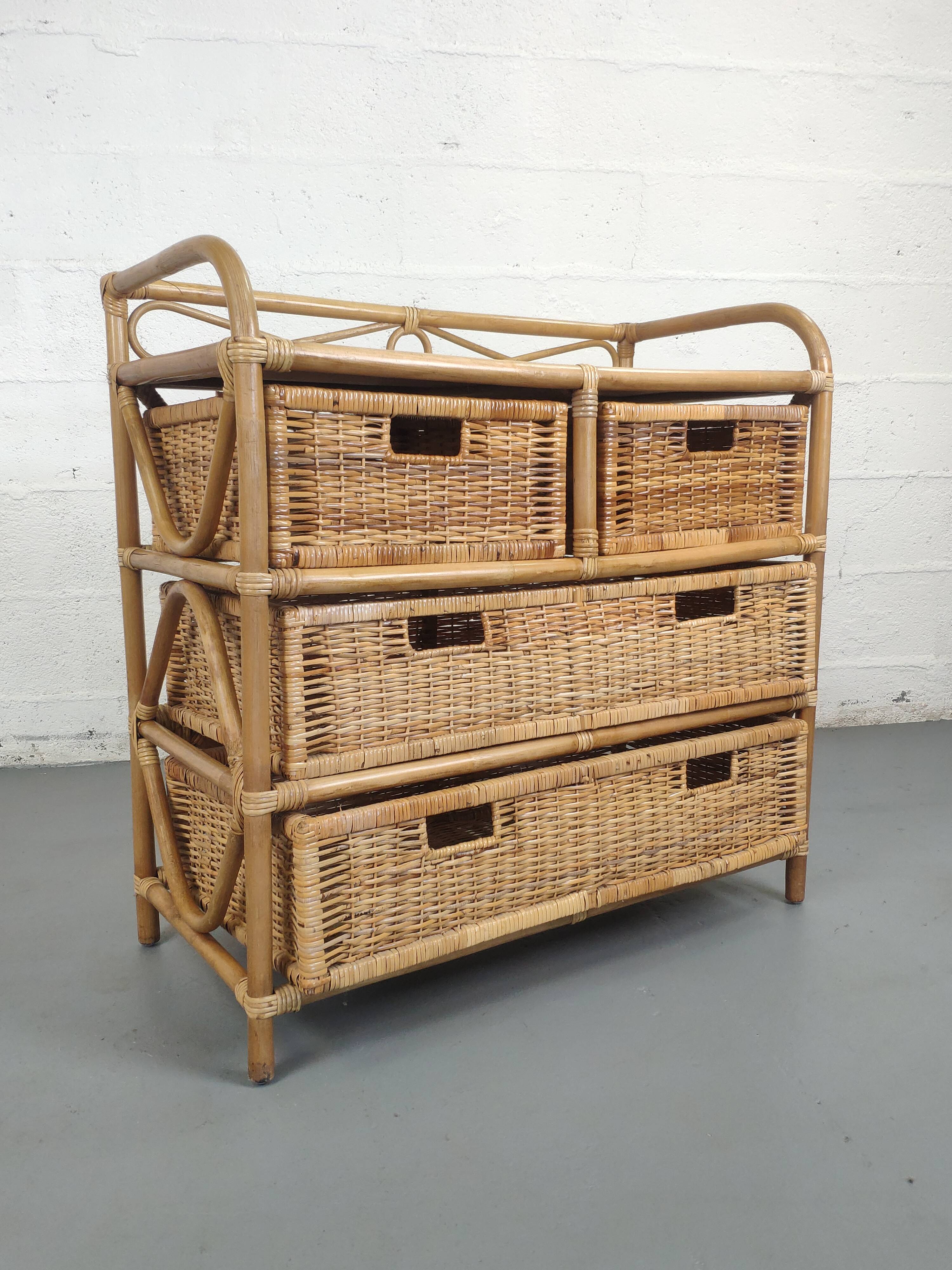 Rattan chest of drawers 4 drawers